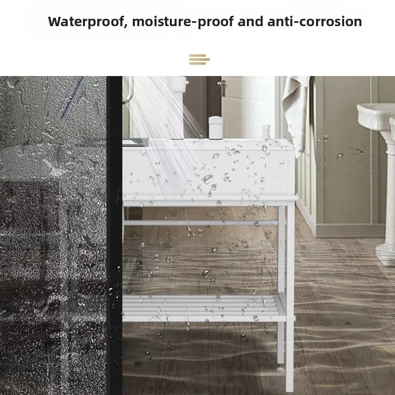 Stainless steel bracket vegetable basin kitchen double hole quartz stone sink integrated laundry basin household washing sink