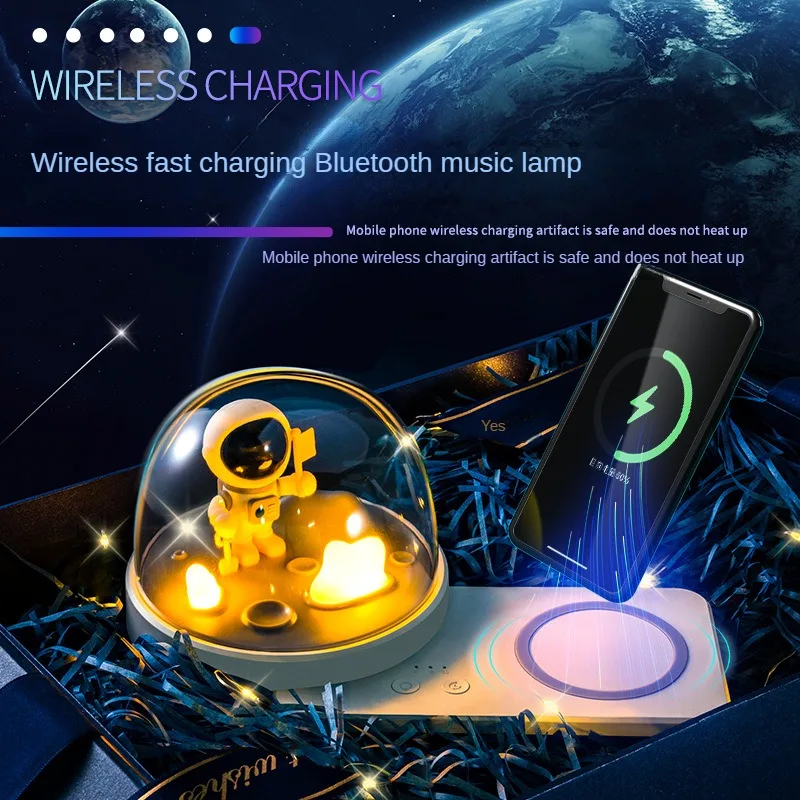

Intelligent Wireless Charger Bluetooth Speaker Romantic Colorful Atmosphere Night Light LED Bedroom Creative Bedside Table Light