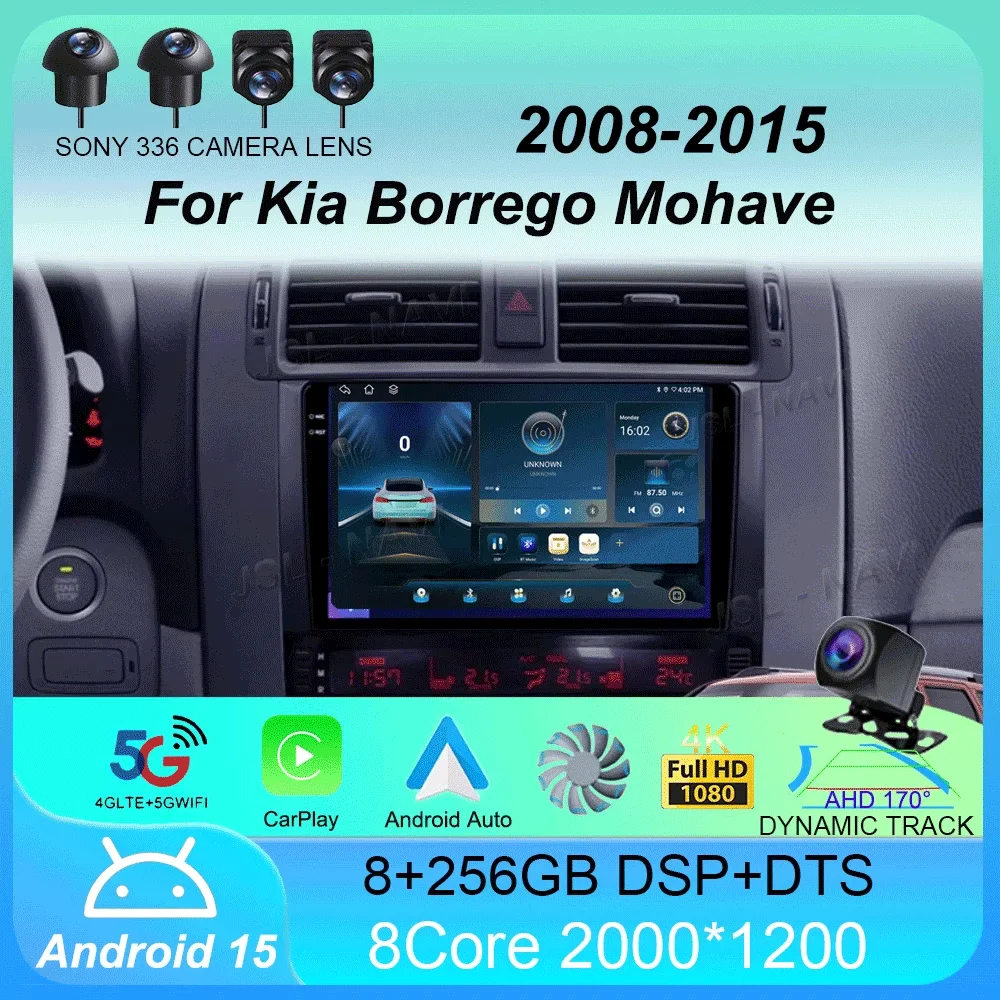 

Car Radio Android 15 Carplay For Kia Borrego Mohave 2008 2009 - 2015 Navigation GPS Multimedia Player stereo WiF+4G 360Camera BT