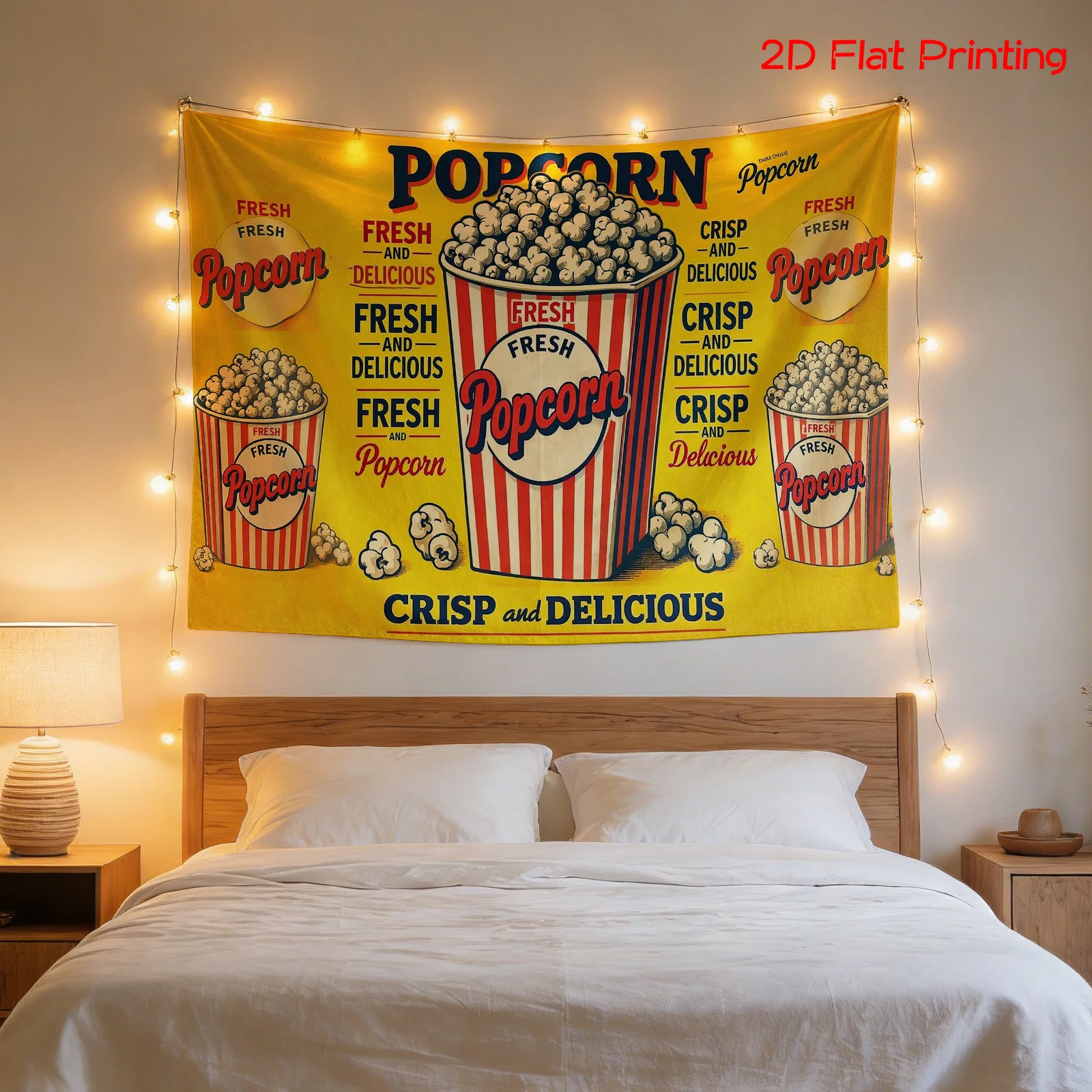 Popcorn Tapestry Wall Hanging Decor Funny Kitchen Movie Night Boho Pop Art Banner Poster Fabric Decor 180x320cm