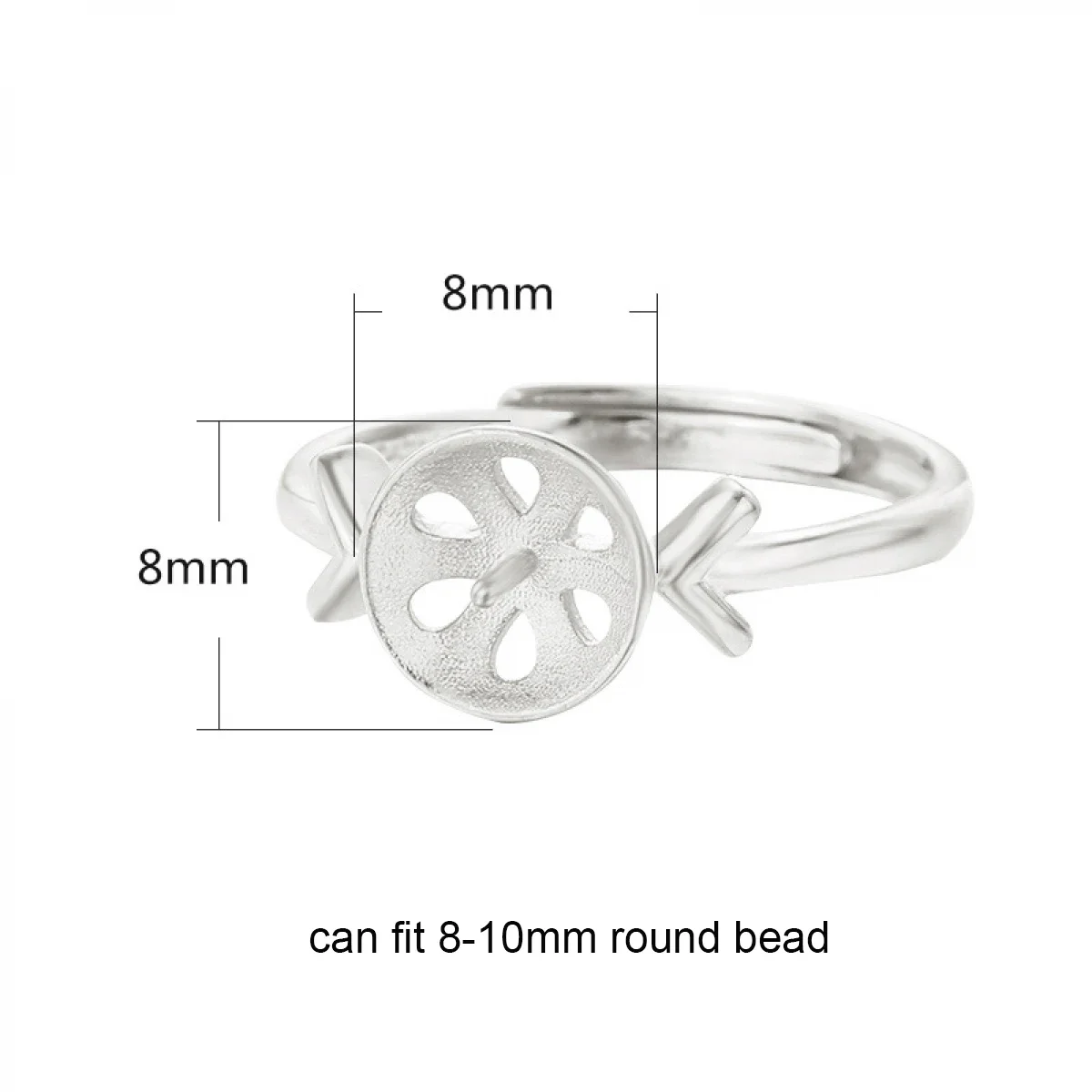 925 Sterling Silver Adjustable Ring Blank Base Fit 6-8mm Round Beads DIY Ring Jewelry Making Accessories Finding
