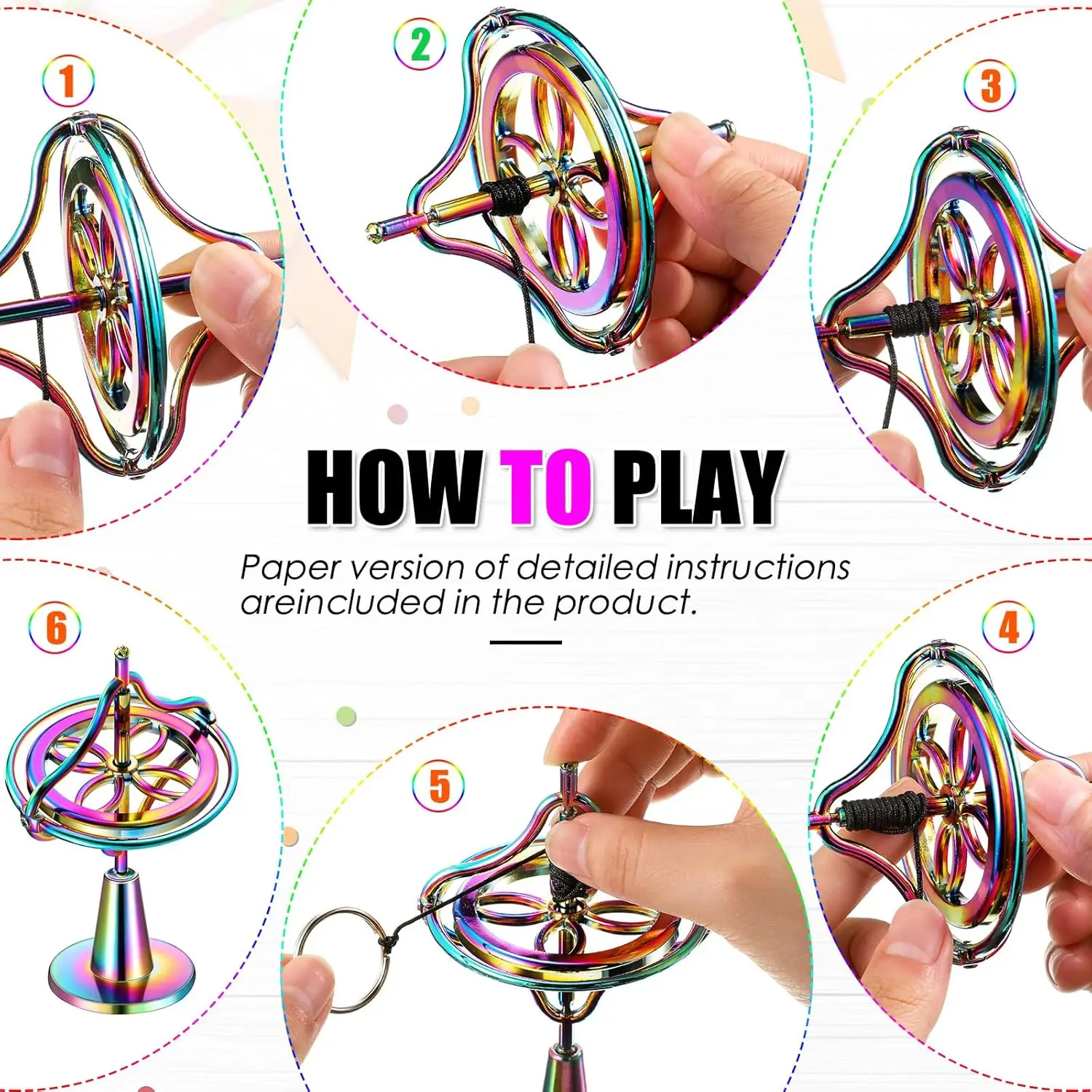 Self-balancing Gyroscope Anti-gravity Decompression Fidget Toy Colorful Metal Finger Gyroscope Birthday Gift for Teens Adults