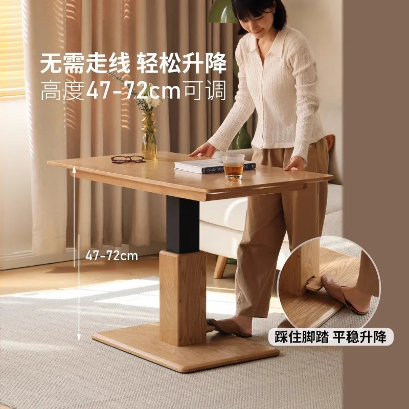 Nordic all solid wood coffee table ash wood liftable log desk modern simple household small apartment tea