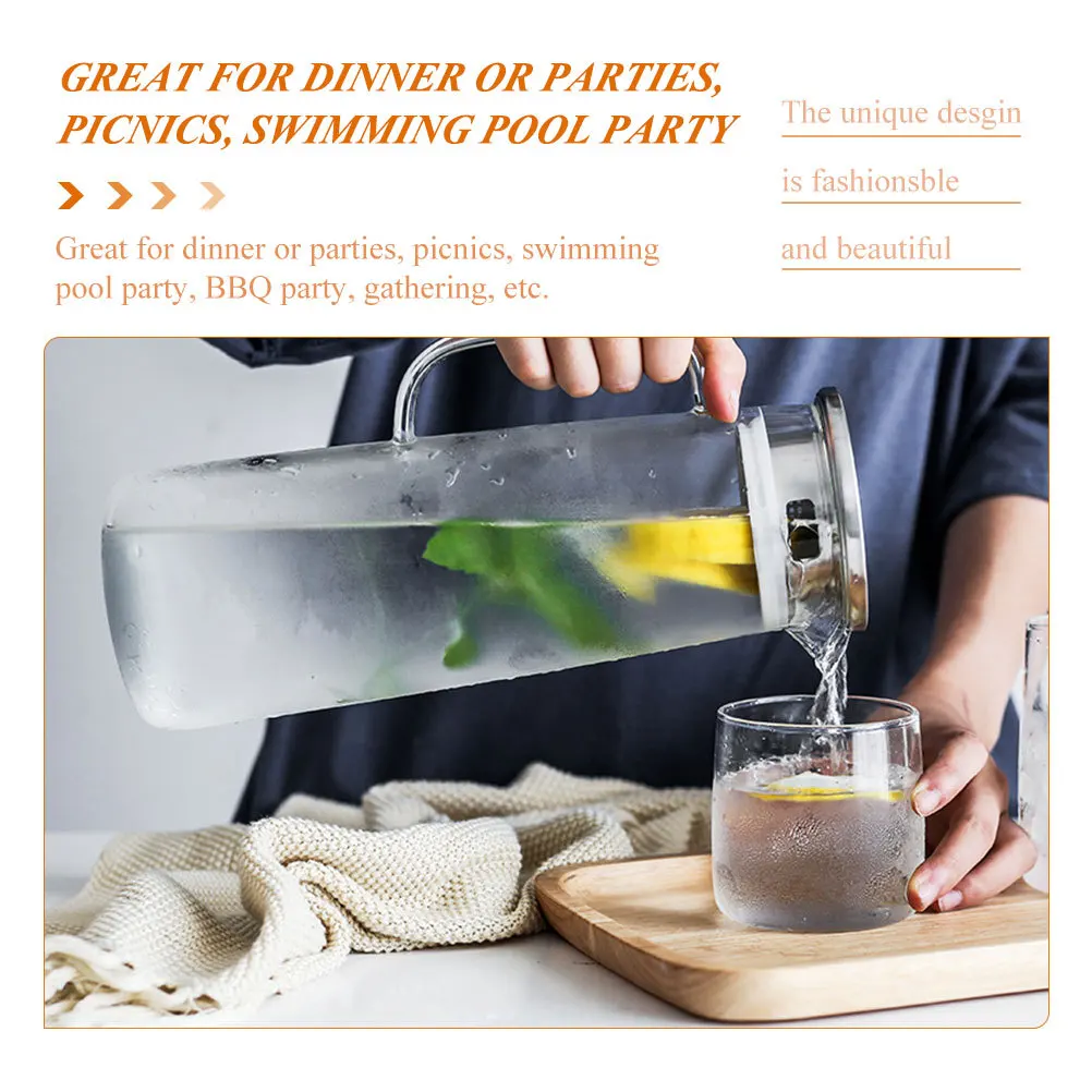 

Cold Water Pitcher Transparent Large Capacity Leak Proof Portable Handle Design Household Juice Jug for Gatherings