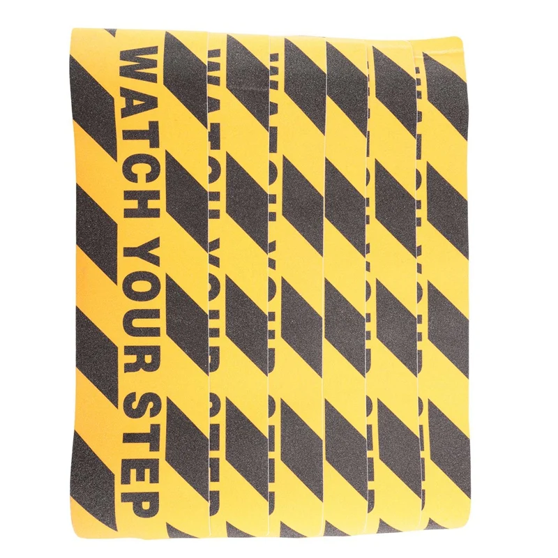 Watch Your Step Floor Decals Stickers 6X24 Inch Warning Sign Sticker Floor Tape Anti Slip Abrasive Adhesive Tape Decal