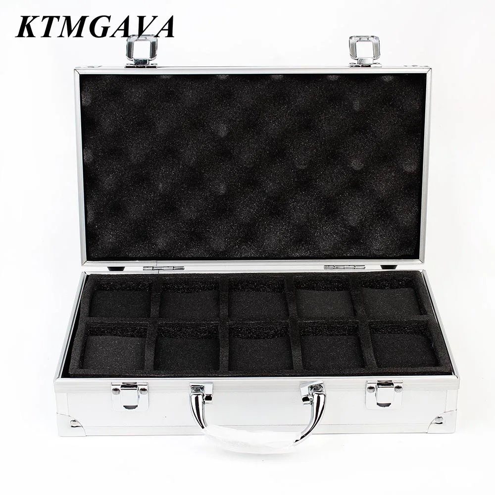 KTMGAVA 10/12/18 Grid Aluminium Legierung Schwarz Uhr Lagerung Box Schmuck Sammlung Box Tragbare Große Kapazität Uhr Box Qualität geschenk Box 8