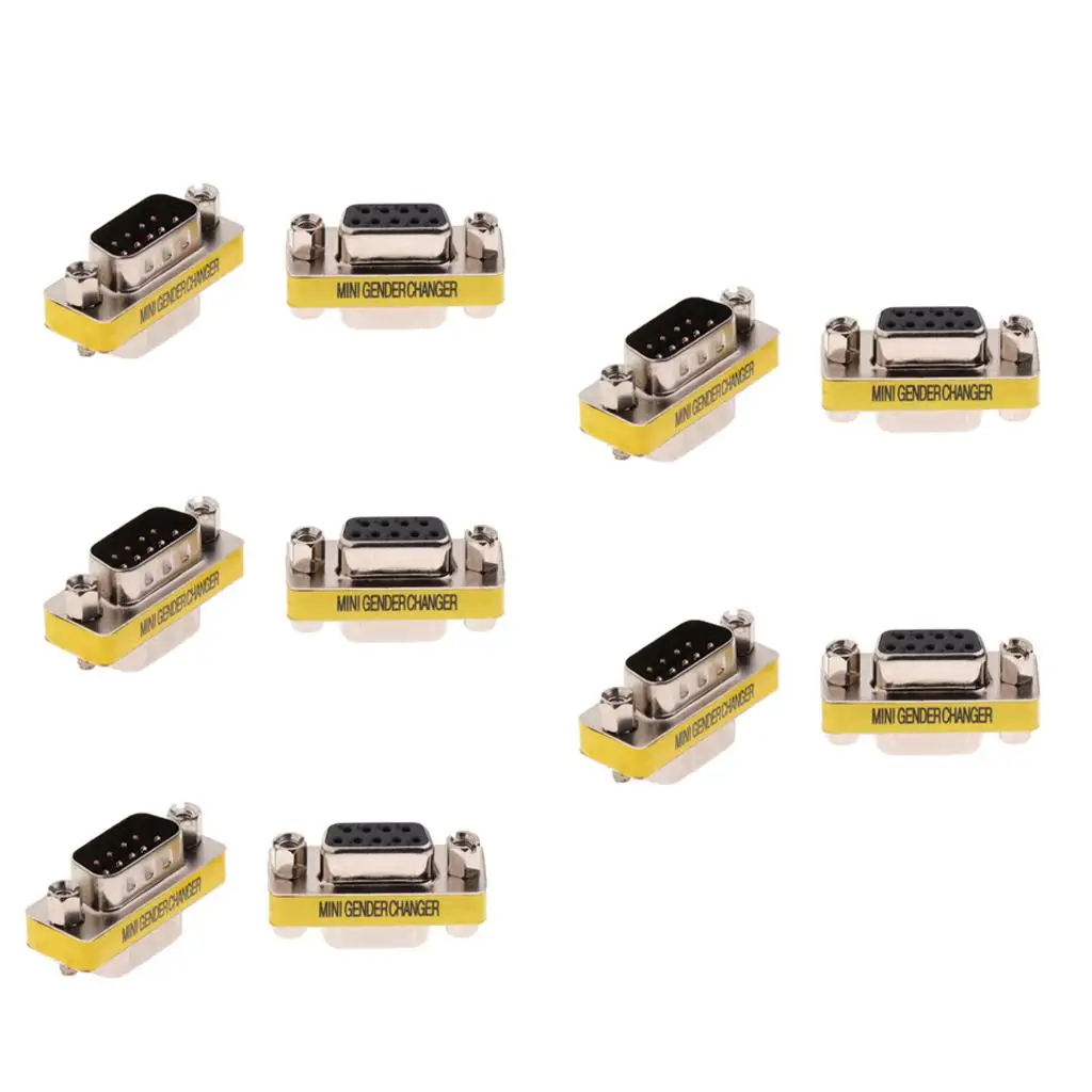 5Pair DB9 9 Pin RS232 /Fe Gender Changer Extension Adapter Plug