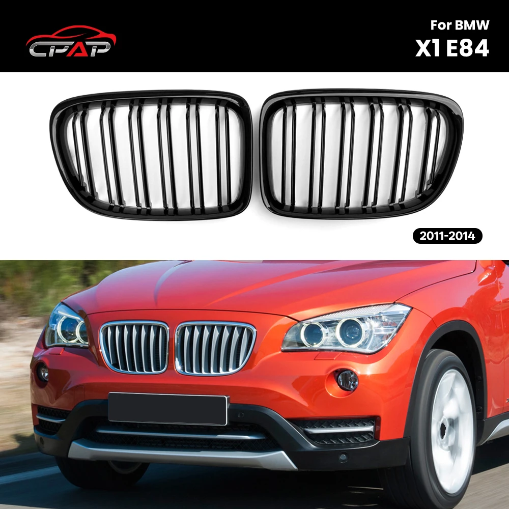 

Решетки переднего бампера из АБС-пластика, глянцевые черные решетки на капоте автомобиля для BMW X1 E84 2011-2014, стиль двойной планки