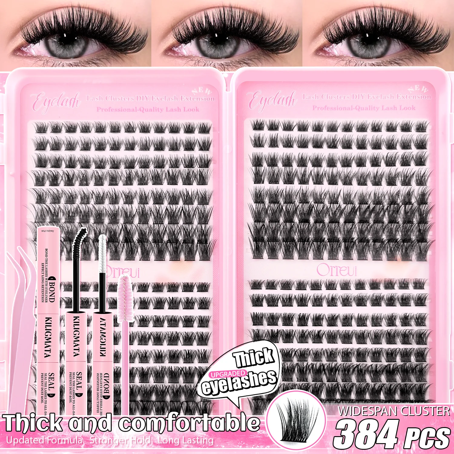Lash Extension Tweezers - 384 stuks D Curl Cluster Wimperextensions