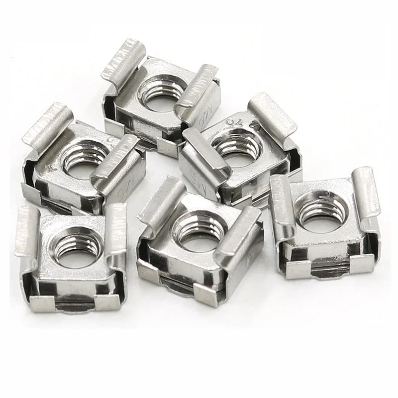 M4 M5 M6 M8 M10 M12 A2-70 304 Stainless Steel Square Clip Floating Cage Nut for Server Cabinet Shelf Rack Mount