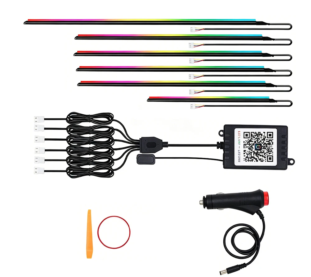 5/6/9/10in1 Symphony Car Ambient Light Interior Acrylic Guide LED Strip Light Cigarette Decoration Atmosphere Lamp APP Control