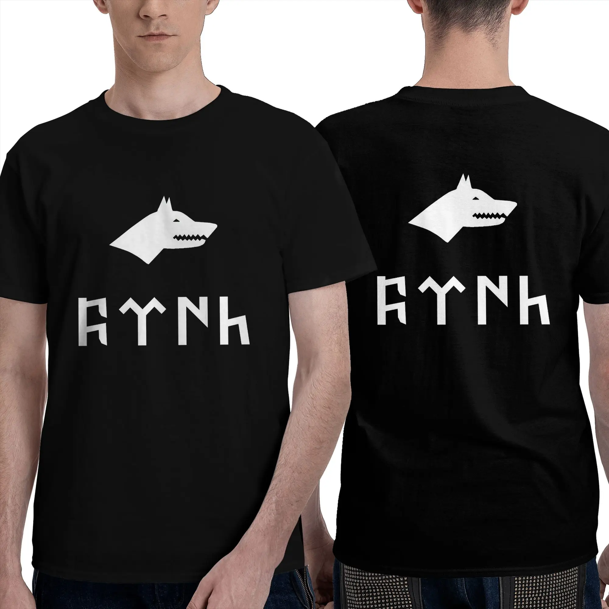 Bozkurt Song Logo Men T-Shirt Double Sided Oversized T Shirts Men's Crew Neck Cotton Tees Short Summer Male