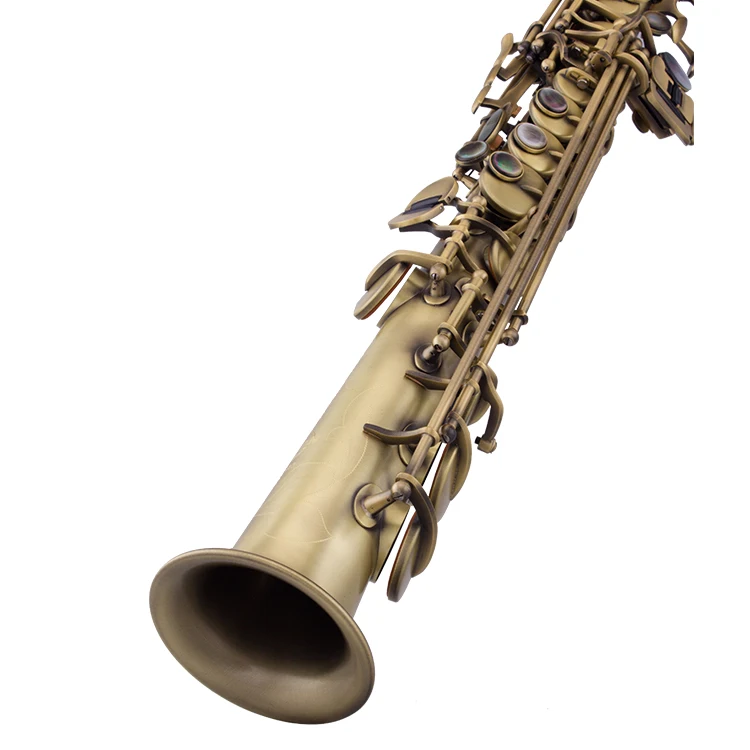 Wholesale Soprano Saxophone BB Tone Matt Antique Bronze Color Woodwind Instrument For Professional Level Use