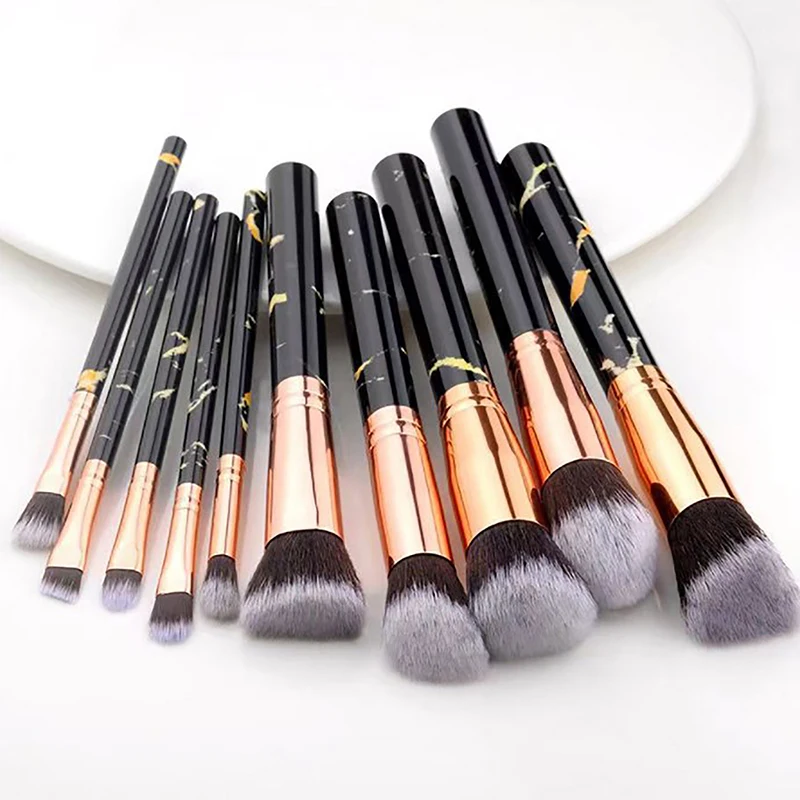 10Pcs Makeup Brush Set Marble Blush Powder Foundation Brush Eye Shadow Concealer Brushes Beauty Cosmetic Make Up Tools Maquiagem