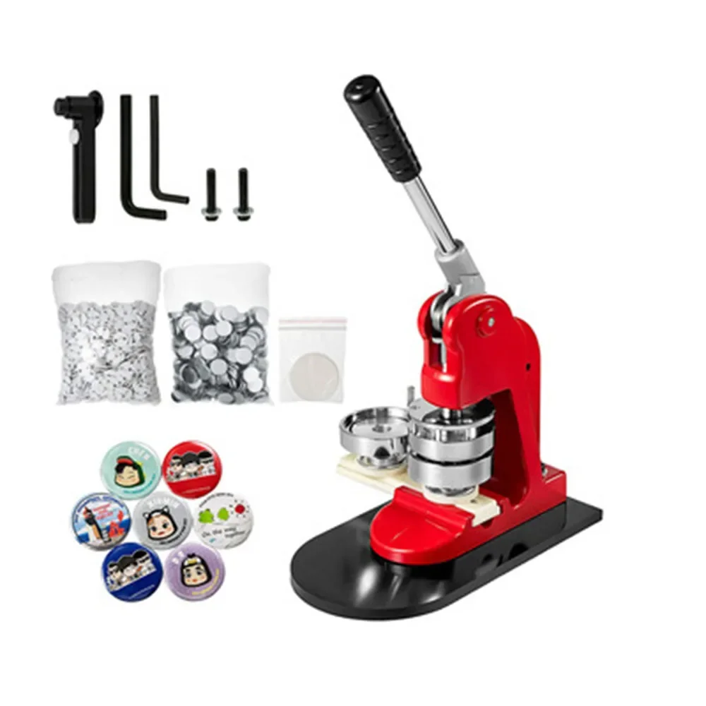 

58mm Badge Maker Button Pin Badge Punch Press Machine Button Mirror Maker with 100pcs Parts and Cutter