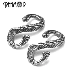 REAMOR 3pcs Stainless Steel Dragon Pattern S Clasps Hook Leather Cord Clasp Connector For DIY Bracelet Jewelry Making Findings