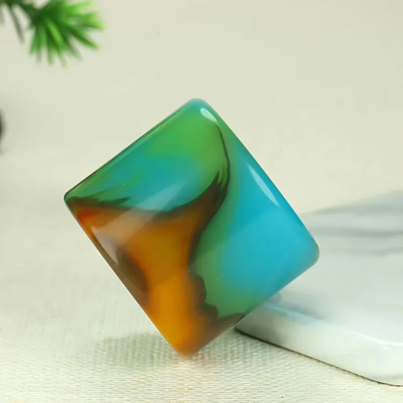 مفتاح ربط جديد ملون من الحجر الطبيعي، خاتم متعدد الاستخدامات على الموضة الكلاسيكية #2