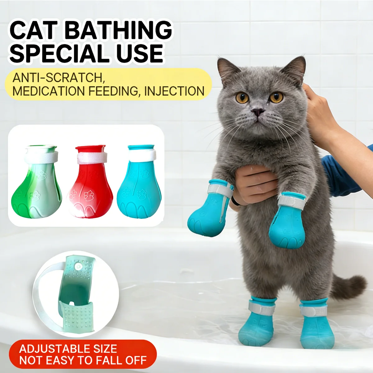 

4 Pcs Cat Specific Shoes Cat Paw Covers Protective Pads Claw Shoes Used For Bathing Nail Trimming Ear Cleaning Treatment