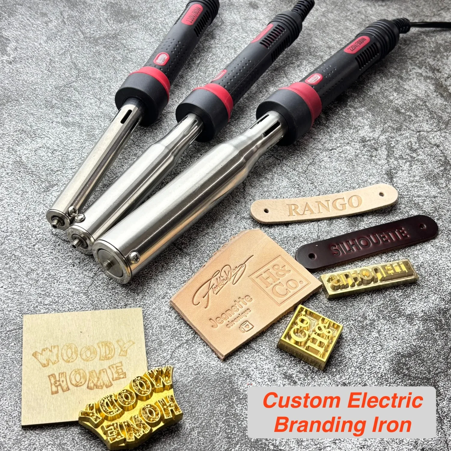

Custom Electric Branding Iron Leather Stamping Heater Personalized LOGO Brass Mold Wood Burning Cake Food Hot Stamping Machine