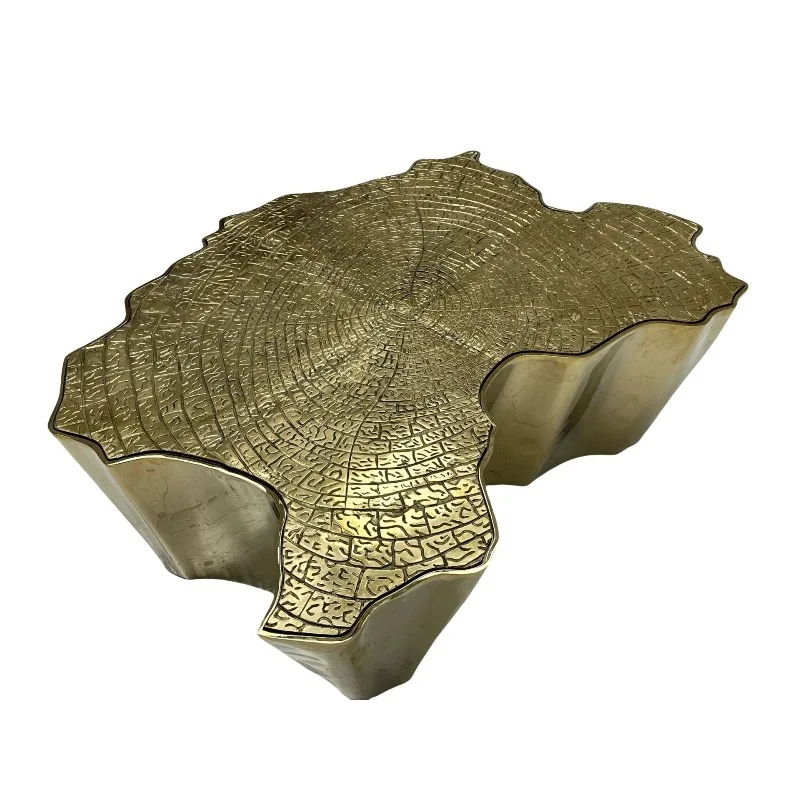 Special-shaped tree root metal marble designer villa living room light luxury coffee table