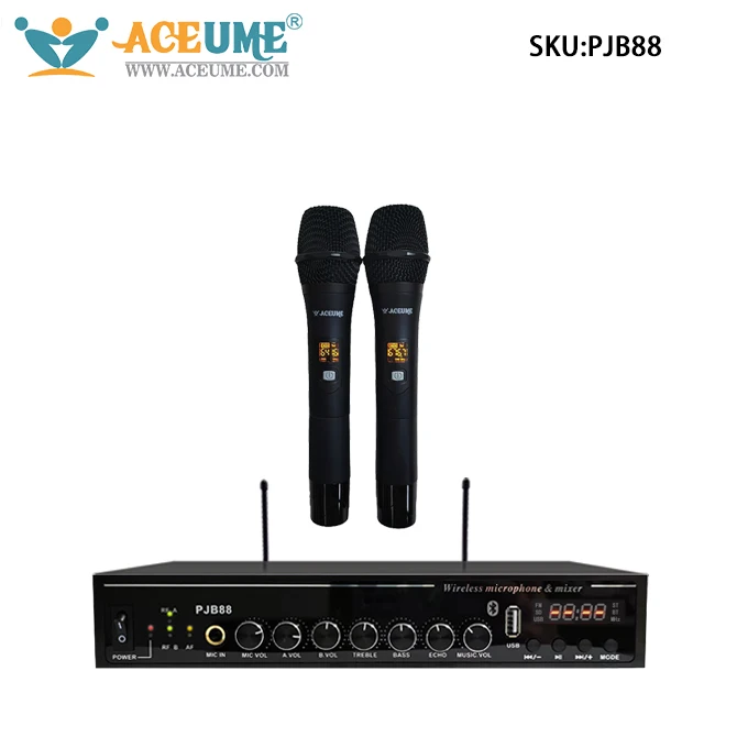 

Wireless Microphone Karaoke,Bluetooth, UHF Dual Professional Dynamic Handheld Metal Mic Microfonos Inalambricos System PJB88