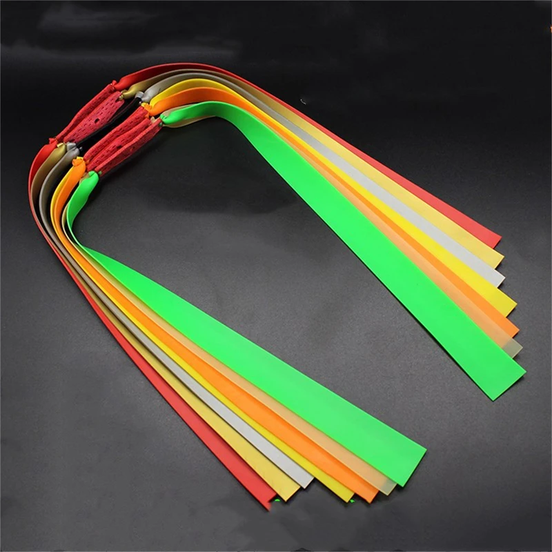 10Pcs Outdoor Slingshot Accessories Wide Flat Rubber Band Adjustable Folding Strap Leather Strap, Hunting Entertainment view 4