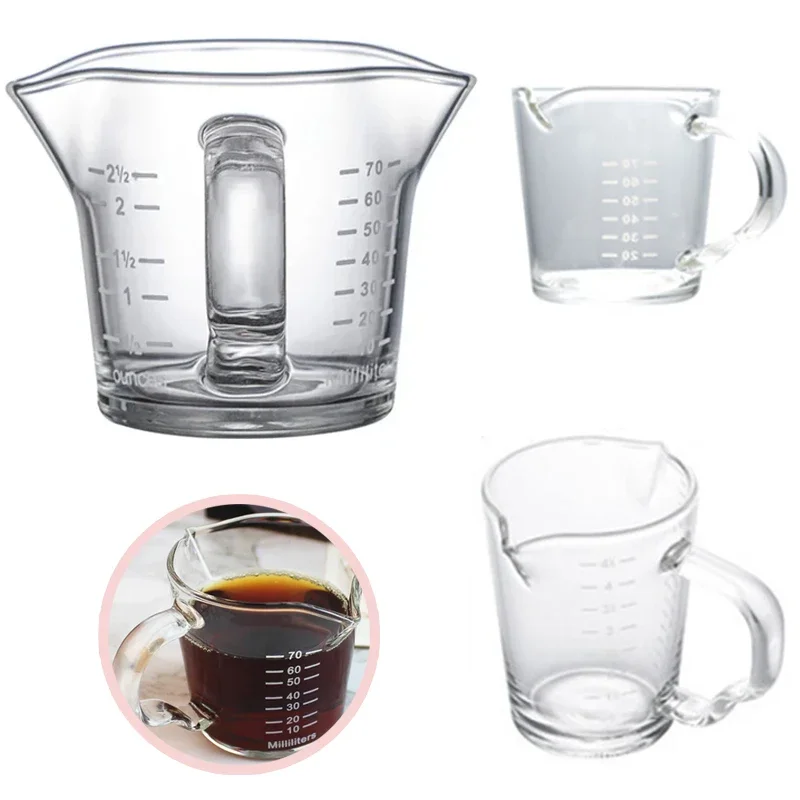 70/150ML Measuring Glass Cup with Double-end Espresso Milk Latte Jug Coffee Measure Mug Kitchen Drinkware for Cafe Shop Home-use