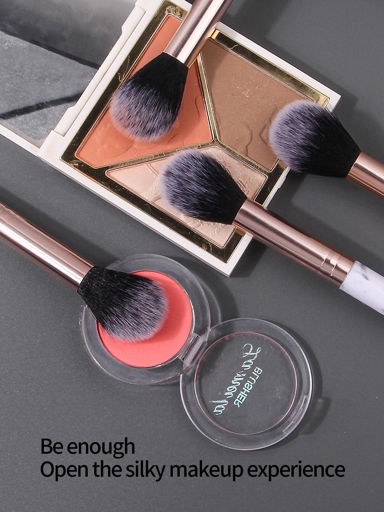 6PCS Marmorstrukturierter Puderpinsel aus weicher Faser, Rougepinsel, Konturpinsel, multifunktionales Gesichts-Make-up-Pinsel-Werkzeug