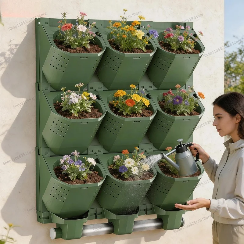 For Large Vertical Planter Box Wall Mount Multi-layer Planting Pot Outdoor Green Wall Fence Hanging Flower Trough