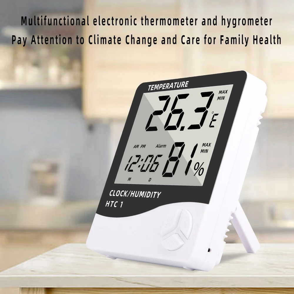 10 STKS LCD Elektronische Digitale Temperatuur- en Vochtigheidsmeter Thermometer HygrometerWeerstation voor thuis Elektronische Bureauklok