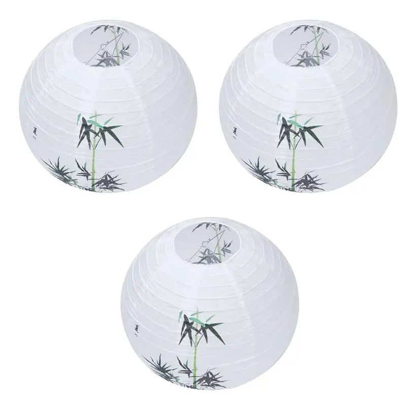 ABJN-3X 40Cm Lamp Shade Paper Lantern Oriental Style Light Decoration Chinese Pattern:Bamboo