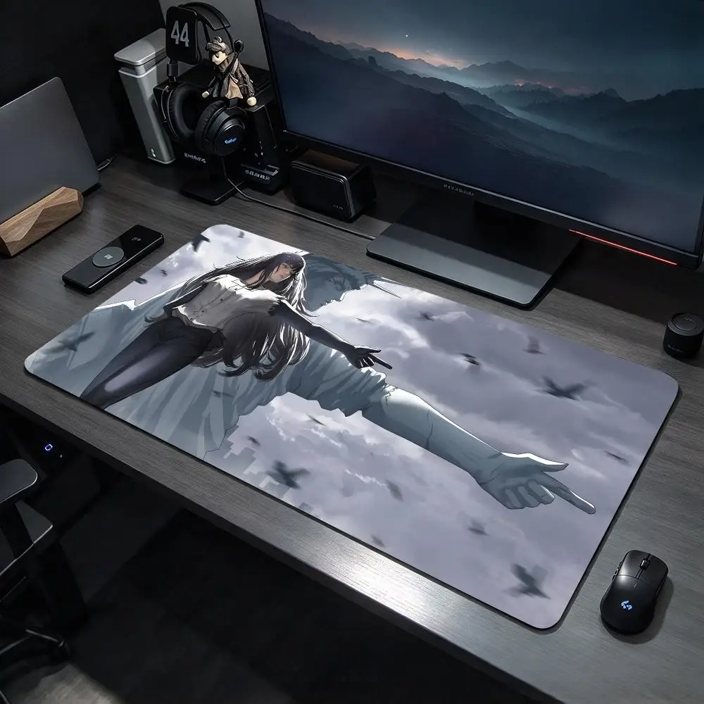 Gory Anime C-Chainsaw Man Asa Mitaka Mouse Pads Large Gaming Mousepad Desk Mat Non Slip Bottom Featuring Stitched Edges