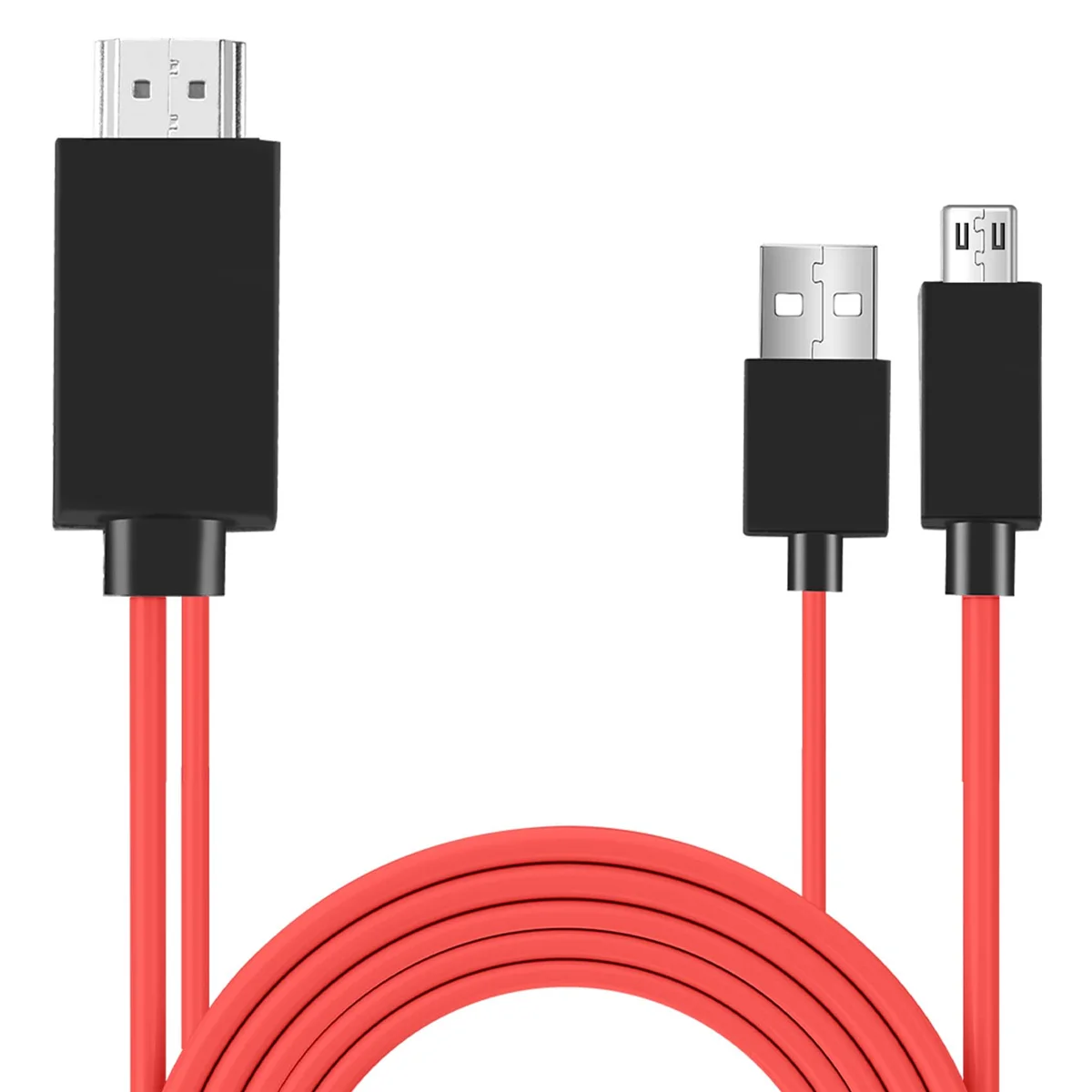 New 6.5 Feet Micro-USB to HDMI Adapter Converter Cable 1080P HDTV for Android Devices Samsung Galaxy S3 (11 Pin, Red)