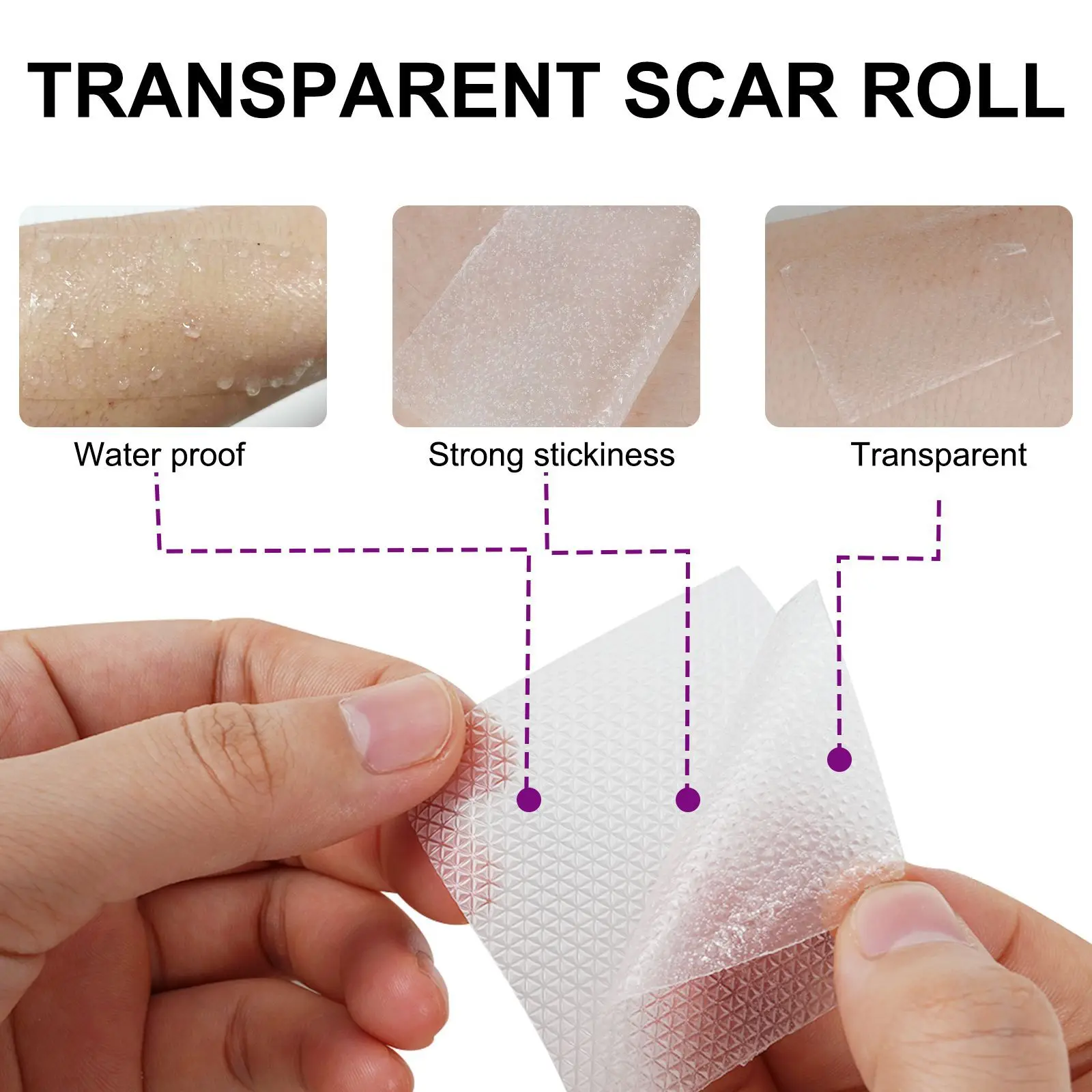 1 Roll Invisible Silicone Scar Sheets , 4cmX150cm Self-Adhesive Scar Cover Tape Reusable and Effective Skin Care Strips