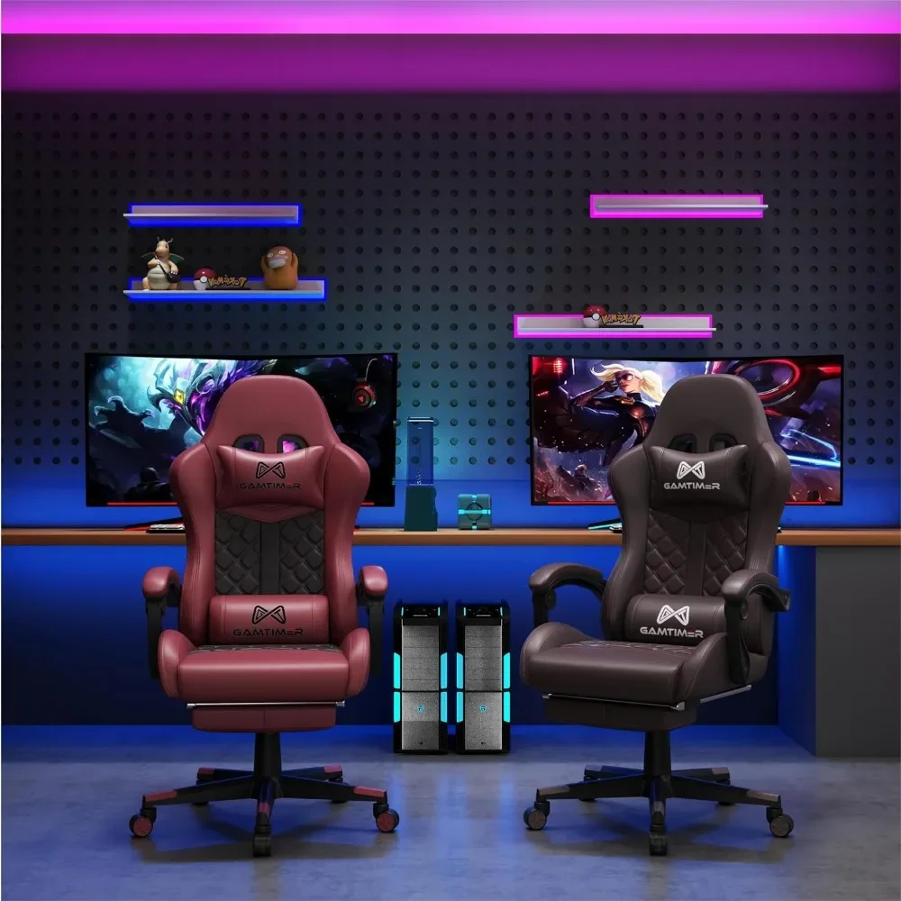 Gaming Chair,Computer Chair with Footrest and Lumbar Support,Breathable PU Leather,4D Lumbar Support and Headrest,360 Degree