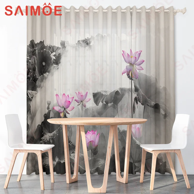 Spring Classic Flower Plants Curtain Dandelion Cartoon Flowers Picture Yhin Polyester Fabric Office Custom Decoration with Hooks