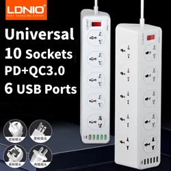 LDNIO UNIVERSAL OUTLET 2M Extension Socket Electrical Sockets Power Strip with PD QC USB A USB C Port for Home Office EU UK Plug