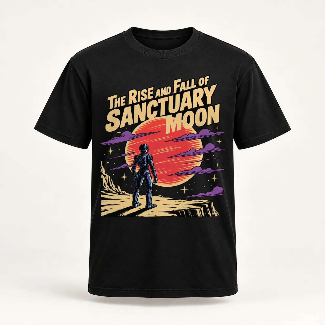 The Rise and Fall of Sanctuary Moon, Murderbot Diaries Inspired, Retro Sci-Fi Graphic Classic T-Shirt