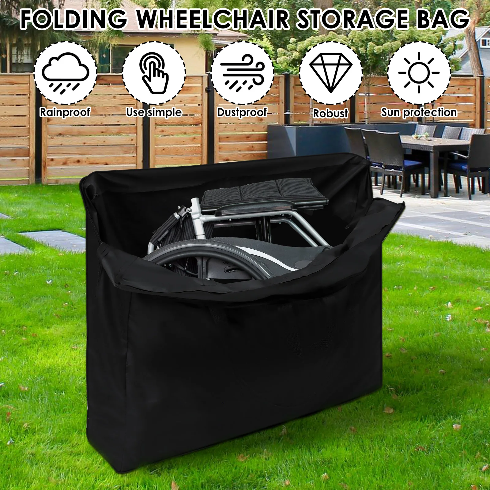 Rollator Travel Bag Reusable Oxford Cloth Foldable Wheelchair Storage Bag Waterproof Wheelchair Bag Wear Resistant Chair Walker