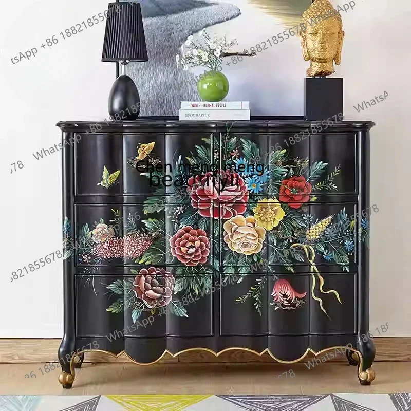 

17832 American country entrance cabinet French bedside storage cabinet Bedroom bedside cabinet