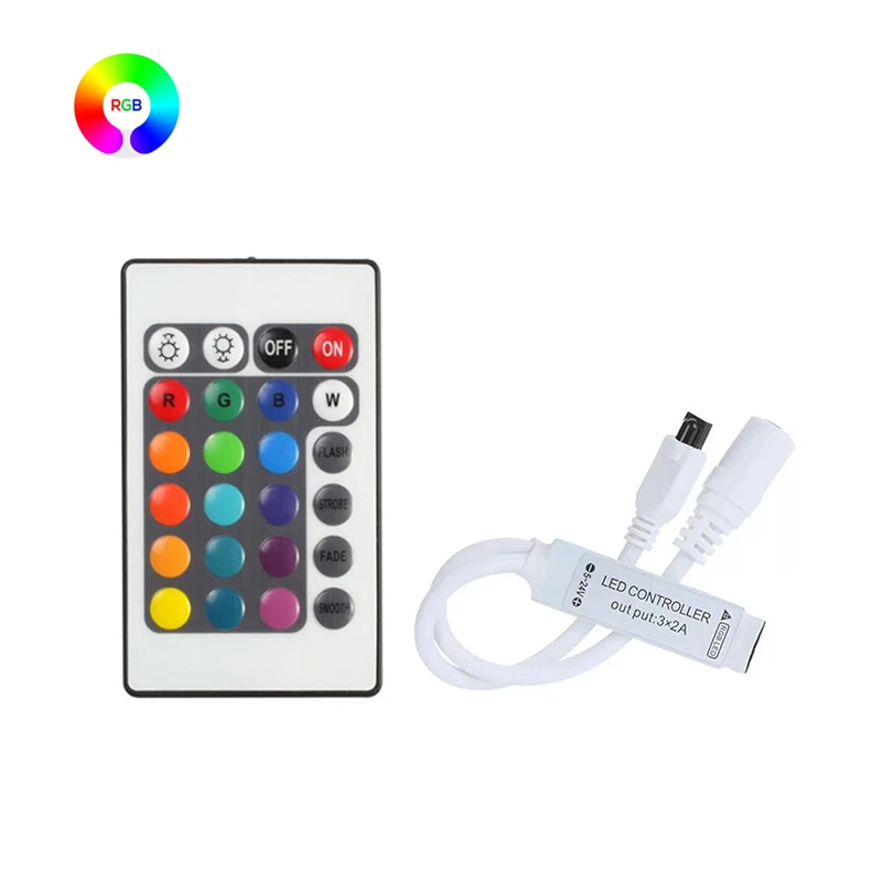 12v 4pin Rgb Lighting Controller Rgb LED Lights Controller Mini Receiver Smart Controller 24key Remote Led Controller