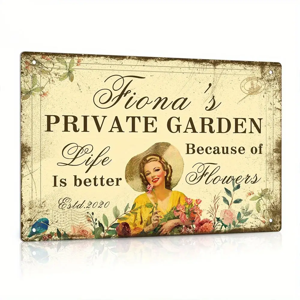 1pc [Custom] Personalized Metal Tin Sign, Your Words Secret Garden Life Is Enhanced By Blooms Established In 2020, Customized