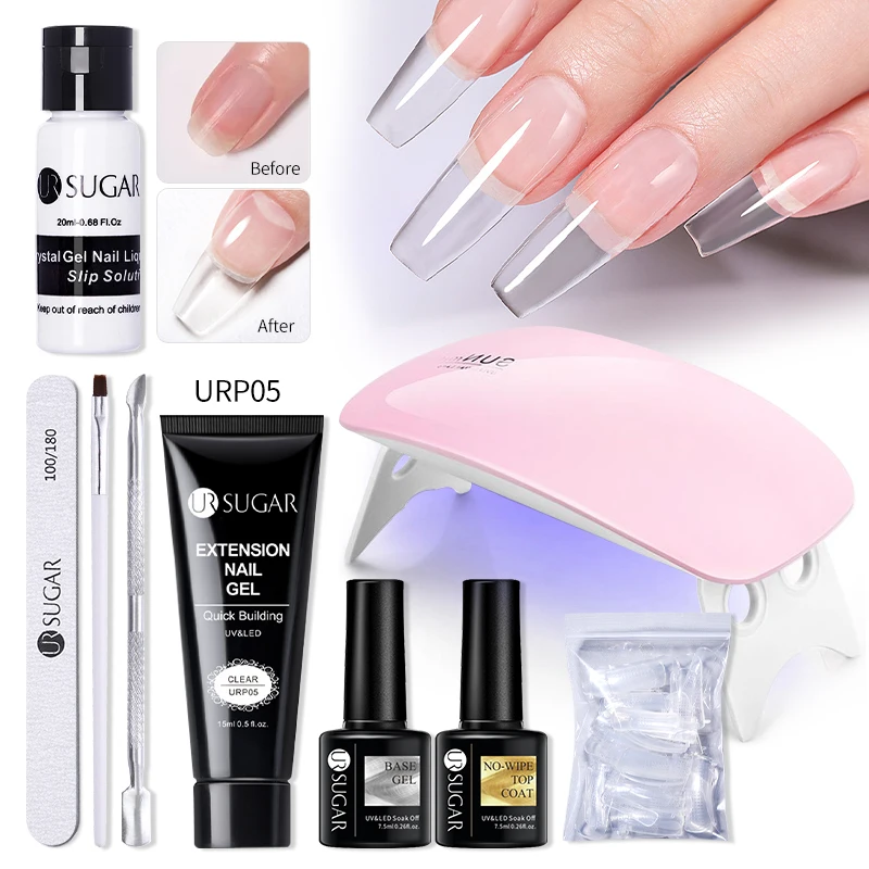 UR SUGAR 15ml Quick Extension Nail Gel kits Set 6W LED Lamp Full Manicure Set Vernis Semi Permanent Nail Art Tool Kits Salon Set