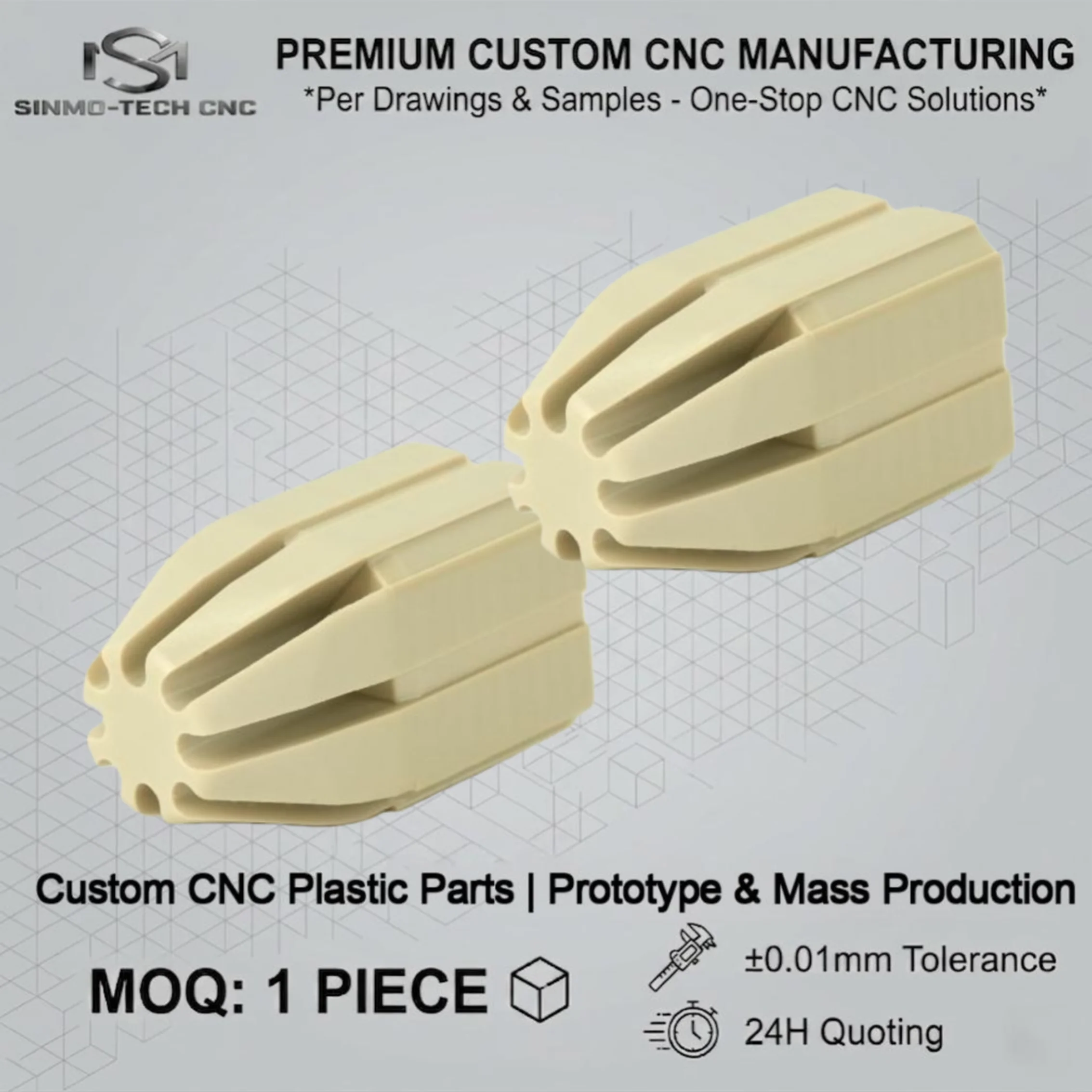 Low Friction Engineering Plastic CNC Machining Service, Custom UHMWPE POM PTFE Slide Block & Wear Pad CNC Machined Parts