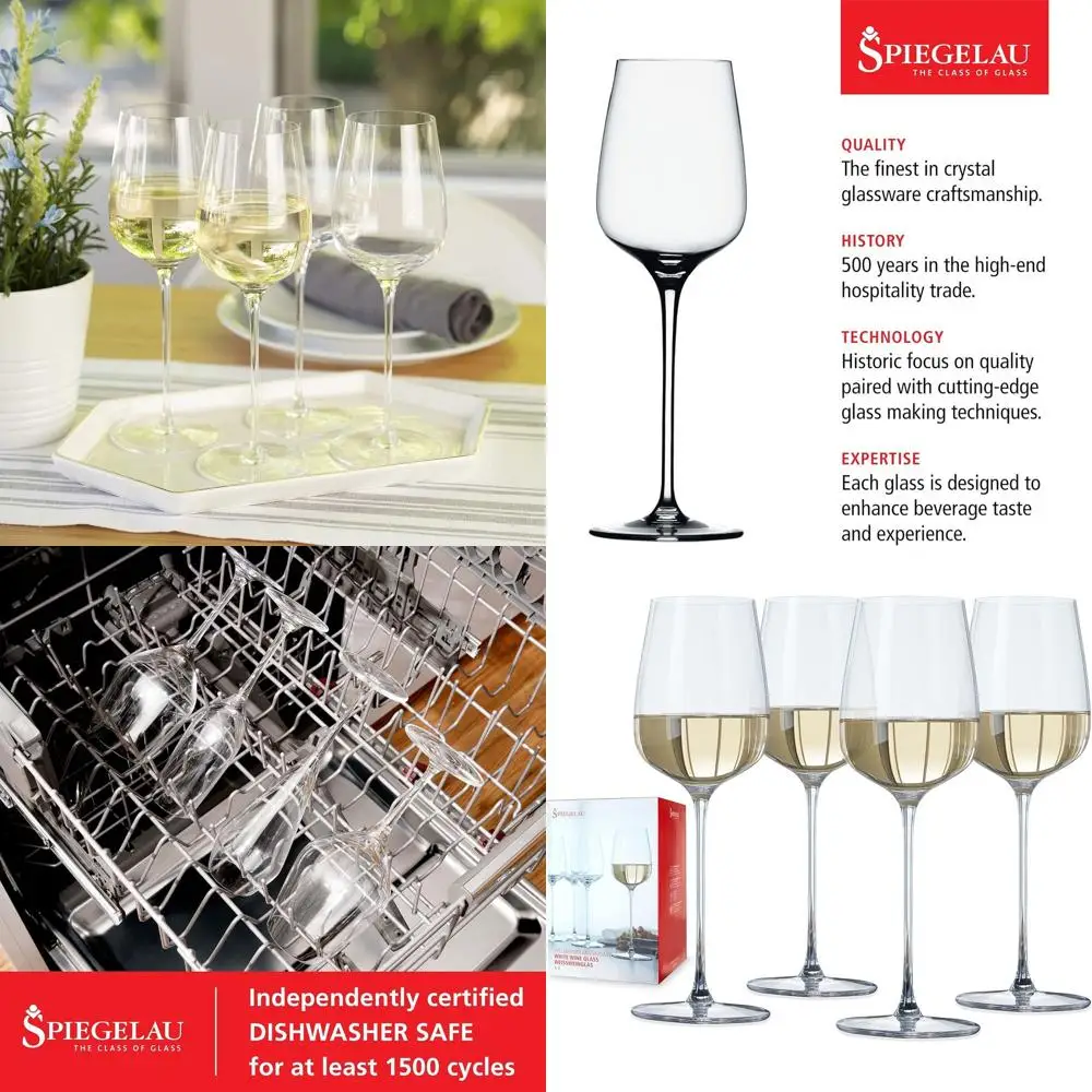 

Elegant Crystal White Wine Glasses Set, Lightweight & Sleek, Perfect for Weddings, Birthdays, Home Bar, 12.9 oz, 4-Piece