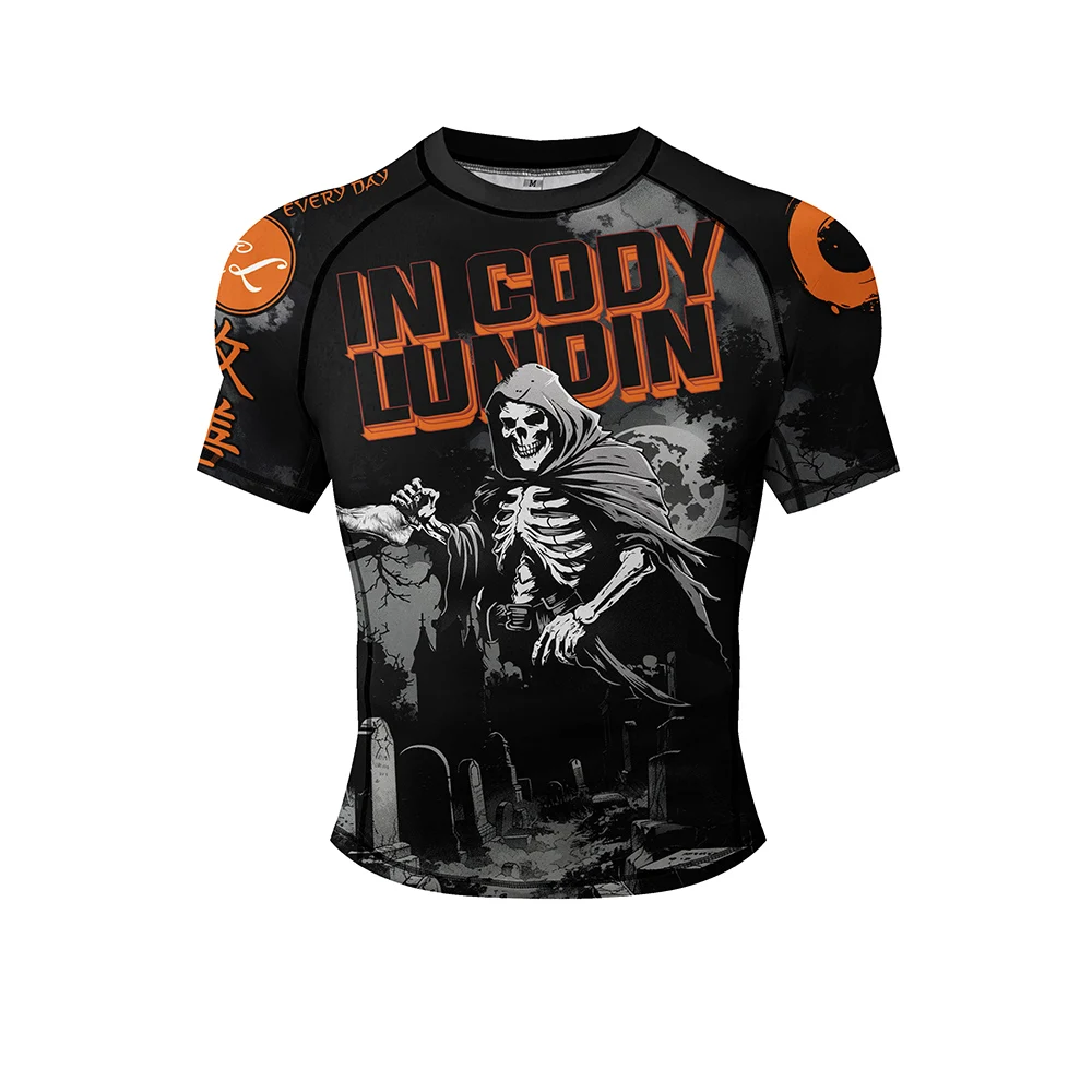 جديد الصيف الرسوم المتحركة الطباعة طفح الحرس للرجال MMA BJJ تصارع تي شيرت التسامي ضيق جيو جيتسو الملاكمة التايلاندية قصيرة المحملة