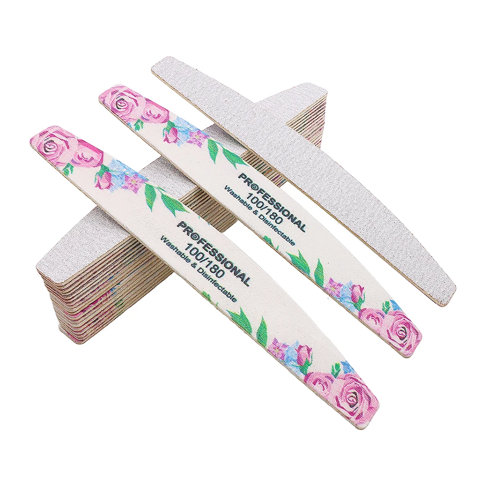 4/8/16Pcs Curve Nail File 100/180 Grit Wooden Emery Board Nail File Double Sided Wood Emory Fingernail Files Nails Accessories