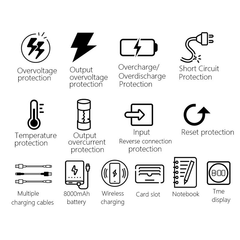 

Business Multi-Function Charging Notebook 8000mAh Wireless Charging Notepad A5 Clock Notebook Loose Leaf Book for Student Office