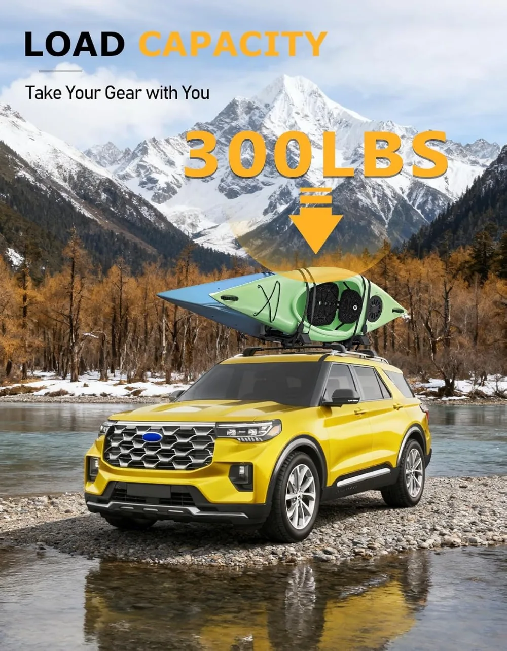 Barras cruzadas de portaequipajes con cerradura de 300 libras para Ford Explorer 2020-2026, portador de carga antirrobo de aluminio resistente