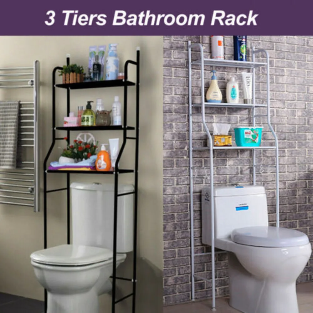 Tiers 3 Toilet Shelf Bathroom Rack Over Laundry Washing Hine Storage Shees